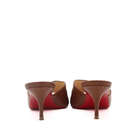 Christian Louboutin East 55 Croc Embossed Leather Heeled Slides Size 37.5 - Picture 5 of 8